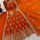 Sage Green Shimmer Silk Anarkali Gown Set