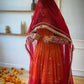 Red Ombre Bandhani Print Anarkali Suit Set