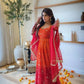 Red Ombre Bandhani Print Anarkali Suit Set