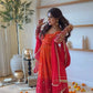 Red Ombre Bandhani Print Anarkali Suit Set