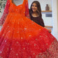 Red Ombre Bandhani Print Anarkali Suit Set