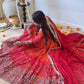 Red Ombre Bandhani Print Anarkali Suit Set