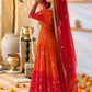 Red Ombre Bandhani Print Anarkali Suit Set