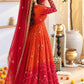 Red Ombre Bandhani Print Anarkali Suit Set