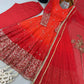 Red Ombre Bandhani Print Anarkali Suit Set