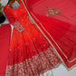 Red Ombre Bandhani Print Anarkali Suit Set