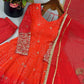 Red Ombre Bandhani Print Anarkali Suit Set