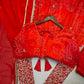 Red Ombre Bandhani Print Anarkali Suit Set