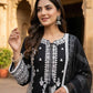 Black White Embroidered Kurta Set