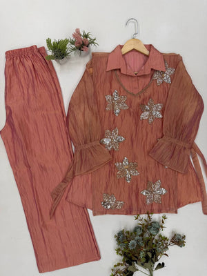 Sequin Floral Shrug Co-ord Set