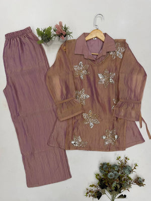 Sequin Floral Shrug Co-ord Set