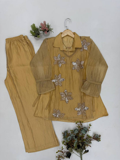 Sequin Floral Shrug Co-ord Set