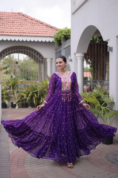 Laheriya Mirror Yoke Gown