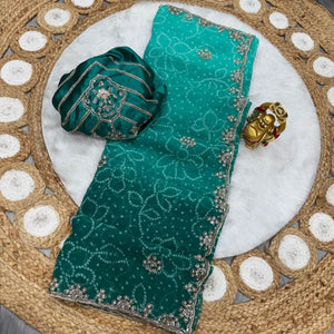 Rani Ombre Bandhani Saree