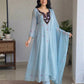 Powder Blue Chanderi Kurta Set with Dupatta