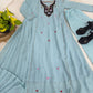 Powder Blue Chanderi Kurta Set with Dupatta