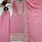 Embroidered Chinnon Silk Suit Set with Dupatta