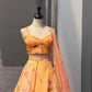 Peach Floral Organza Lehenga