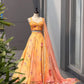 Peach Floral Organza Lehenga