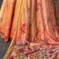 Peach Floral Organza Lehenga
