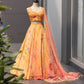 Peach Floral Organza Lehenga