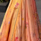 Peach Floral Organza Lehenga