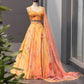 Peach Floral Organza Lehenga
