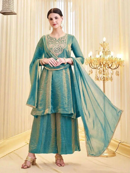 Diamond Georgette Sequin Sharara Suit