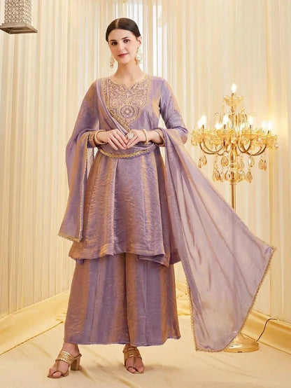 Diamond Georgette Sequin Sharara Suit