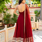 Maroon Sleeveless Anarkali Gown with Dupatta