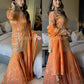 Embroidered Faux Georgette Palazzo Suit Set