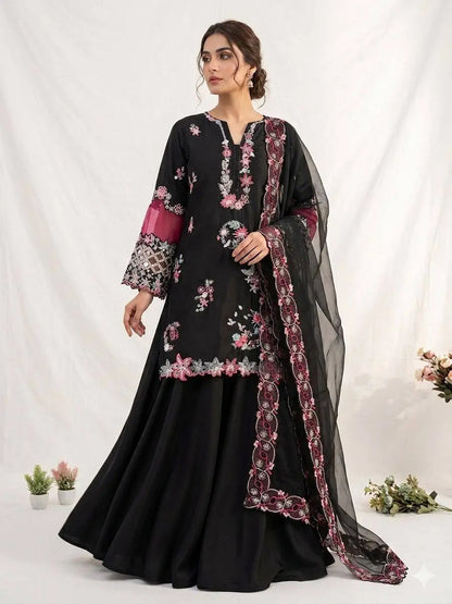 Black Floral Cutwork Suit
