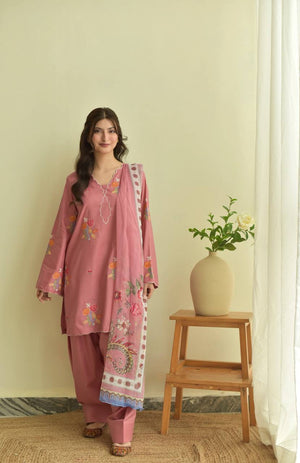 Rose Pink Floral Cutwork Kurta Set