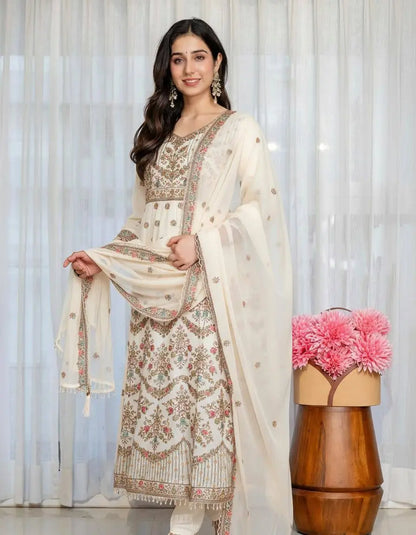 Zari Sequin Gorgette Anarkali Gown