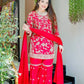 Embroidered Faux Georgette Plazzo Suit with Dupatta