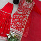 Embroidered Faux Georgette Plazzo Suit with Dupatta