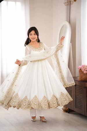 Red Sequin Embroidered Anarkali Set