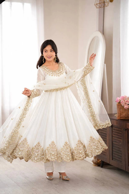 Red Sequin Embroidered Anarkali Set