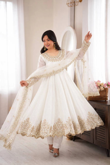 Red Sequin Embroidered Anarkali Set
