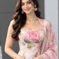 Rose Print Organza Lehenga with Halter Blouse