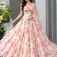 Rose Print Organza Lehenga with Halter Blouse
