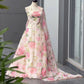 Rose Print Organza Lehenga with Halter Blouse