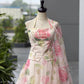 Rose Print Organza Lehenga with Halter Blouse