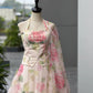 Rose Print Organza Lehenga with Halter Blouse