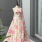 Rose Print Organza Lehenga with Halter Blouse
