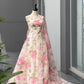 Rose Print Organza Lehenga with Halter Blouse