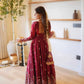 Red Crinkle Silk Anarkali with Stone Work