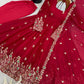 Red Crinkle Silk Anarkali with Stone Work