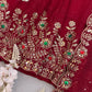 Red Crinkle Silk Anarkali with Stone Work