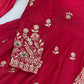Red Crinkle Silk Anarkali with Stone Work